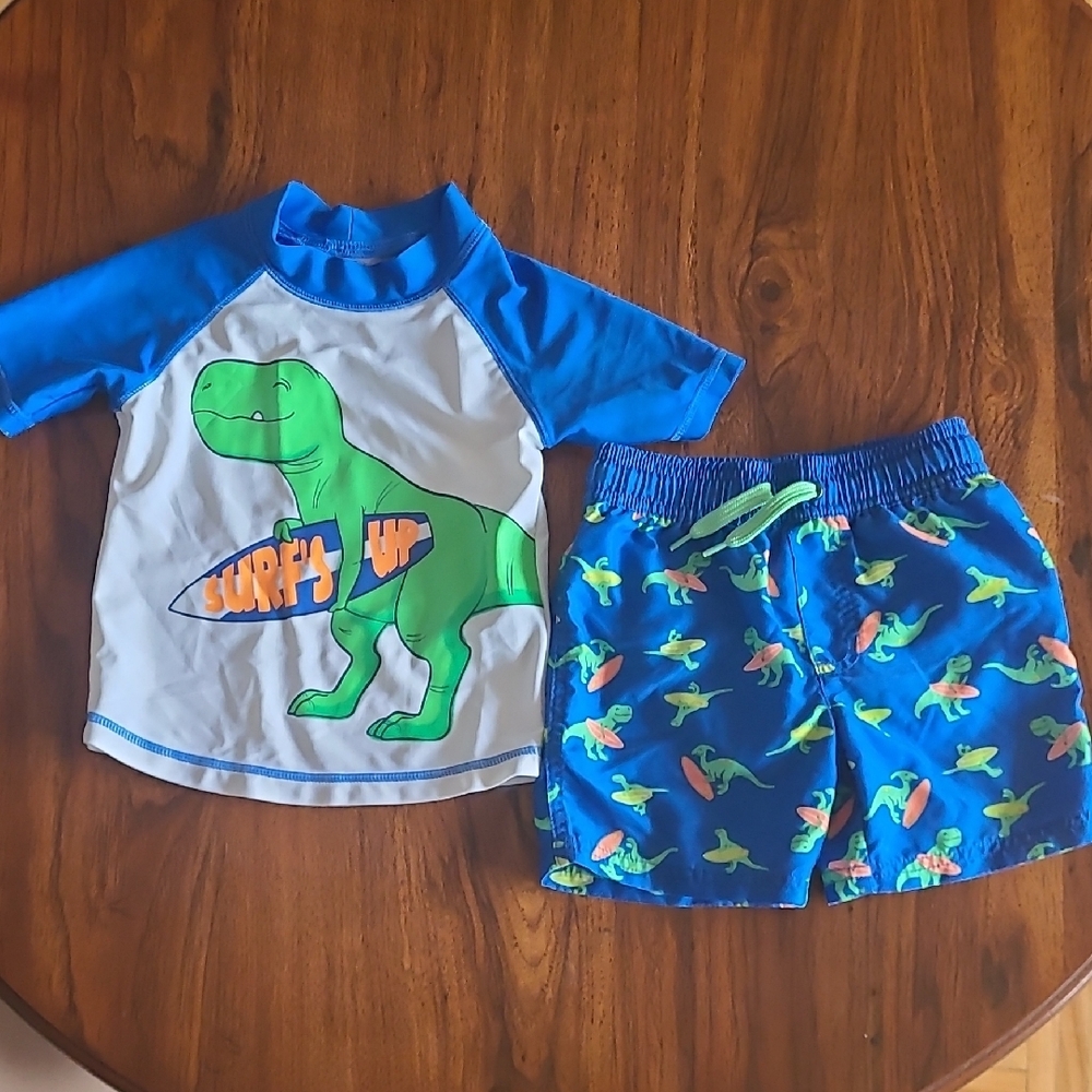 Blue and Green Dinosaur Rashguard Swim Set (🛍 Bundle ANY 6/$36)